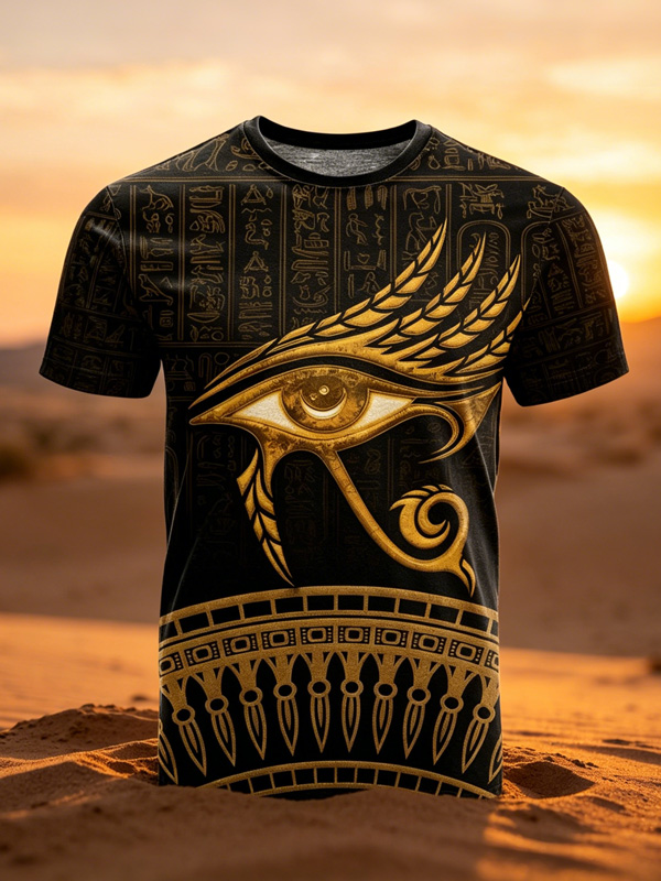 Men's Egyptian Eye Of Horus Hieroglyphic Art Print T-Shirt