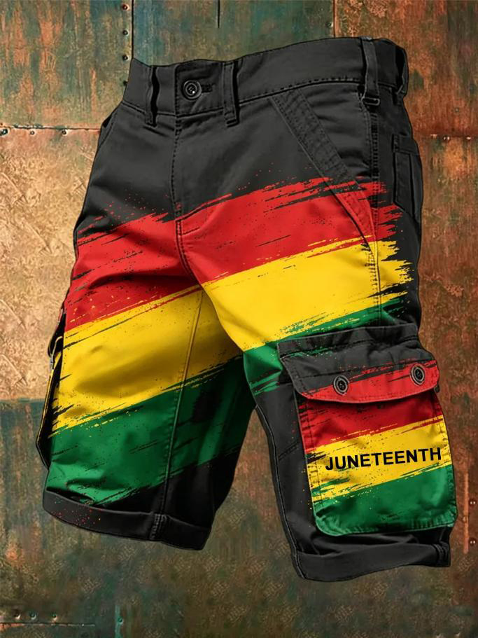 Men's Juneteenth Rasta Gradient Art Print Casual Shorts