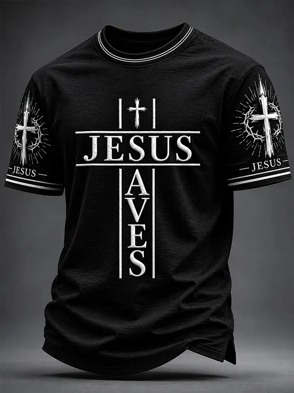 Men's Jesus Saves Printed Casual T-Shirt
