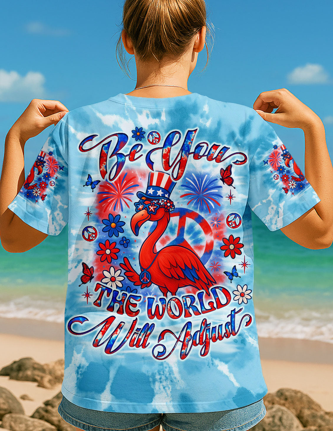 BE YOU THE WORLD WILL ADJUST FLAMINGO  ALL OVER PRINT - TLNO2905251