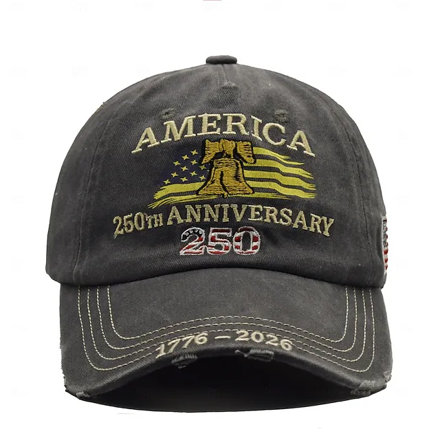 Men's USA 250th Anniversary Distressed Baseball Cap | Embroidered Liberty Bell Patriotic Trucker Hat