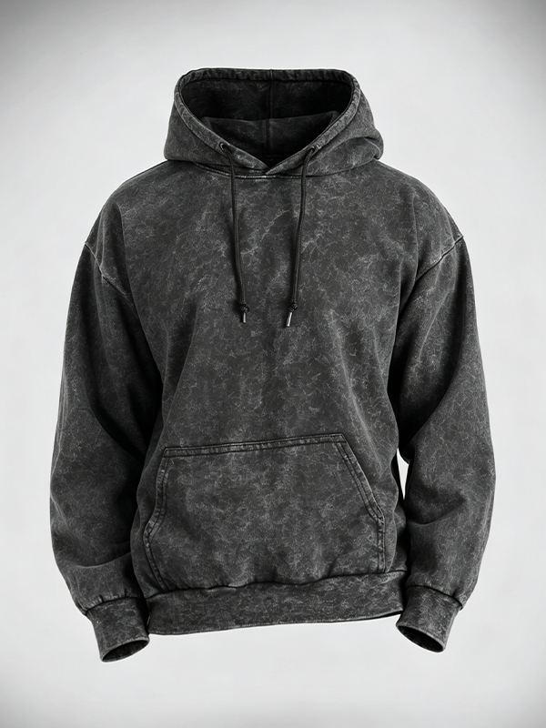 Men's Daily Solid Color Cotton Washed Hoodie