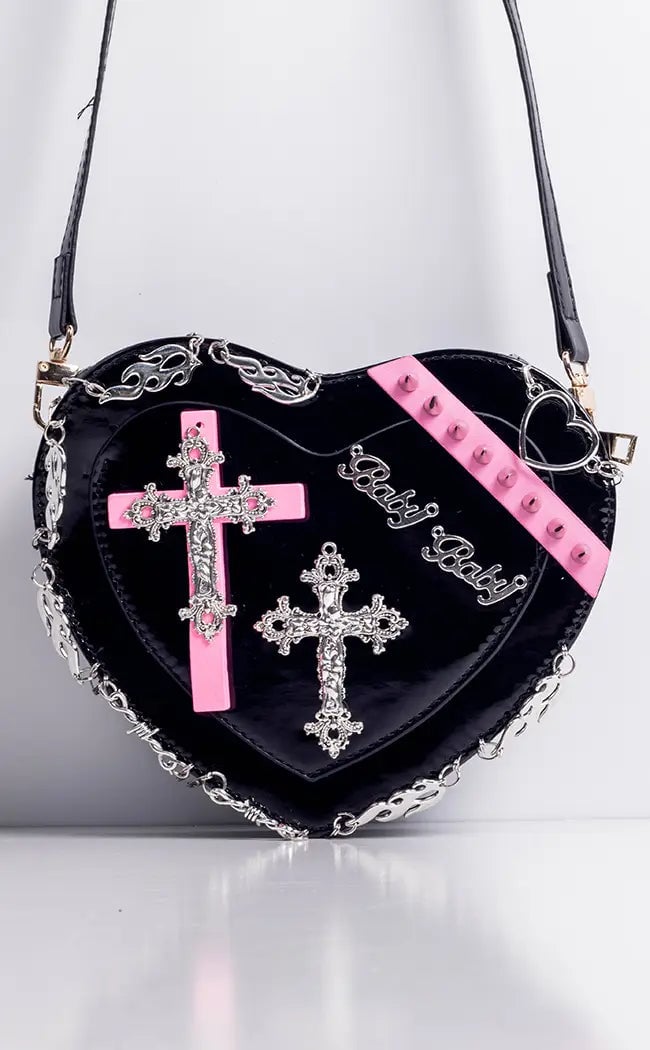 Gothic style women's bag new-heart-shaped punk style shoulder bag