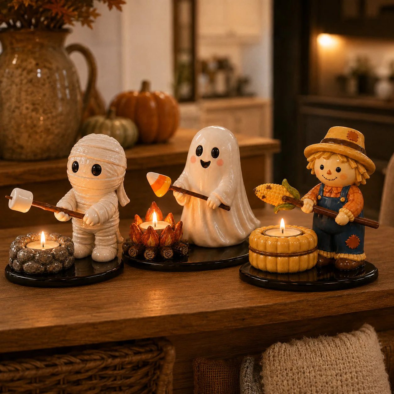 🔥LAST DAY 51% OFF🍂👻Halloween Campfire Tealight Holder ✨– Cozy Spooky Tabletop Décor