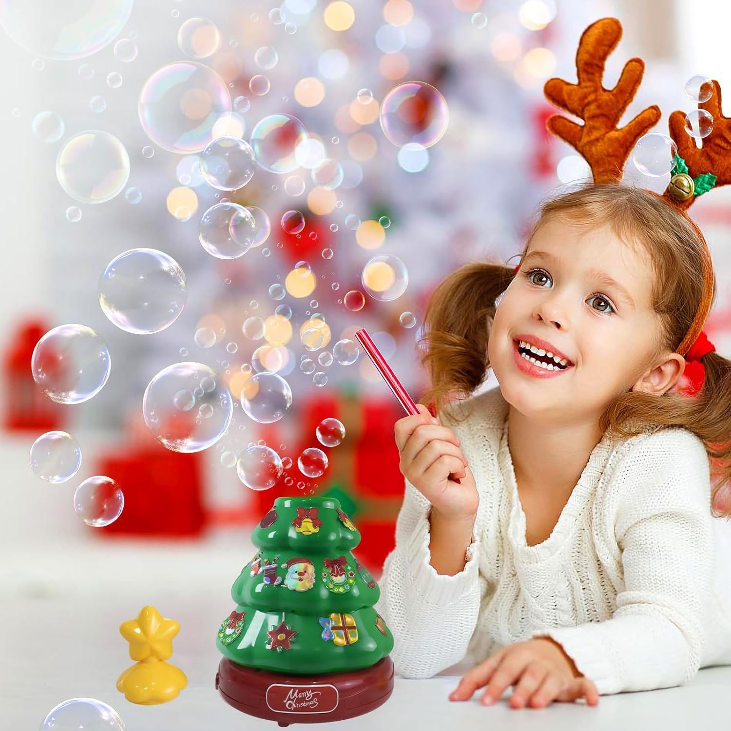 🔥Last 4 hours Sale: Save $20-Christmas Tree Bubble Machine for Kids