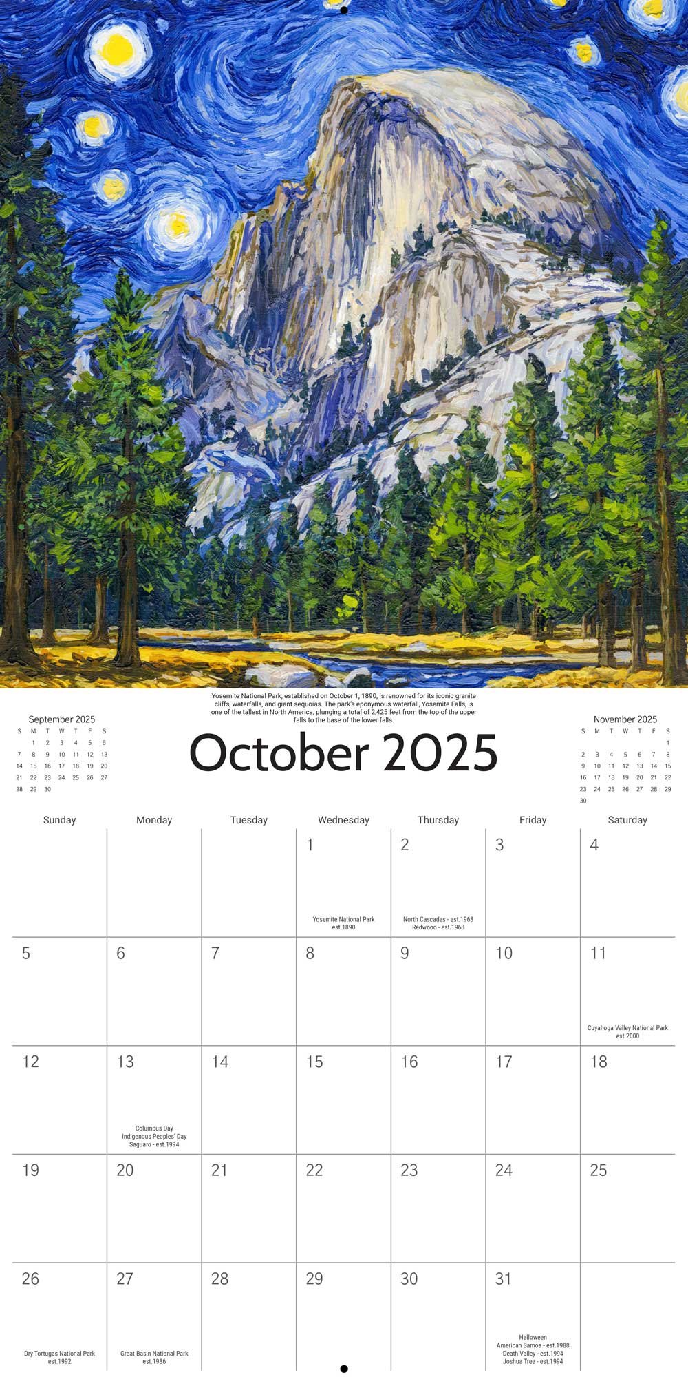 🎨2025 Starry Night National Park Calendar