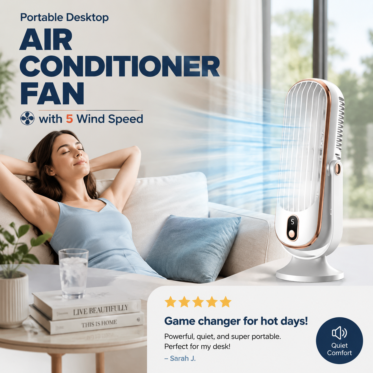 Portable Desktop Air Conditioner Fan with 5 Wind Speed
