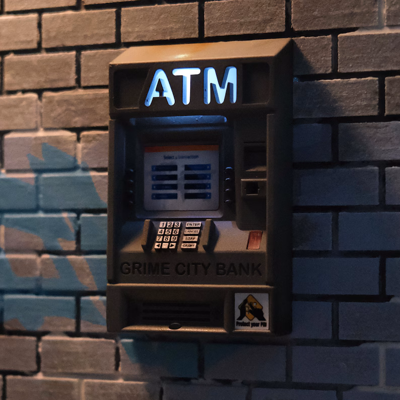 🌟 1:12 Handcrafted Mini ATM – LED Lights & Magnet