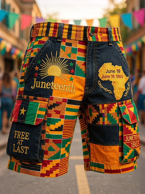 Men's African Freedom Juneteenth Art Print Casual Shorts