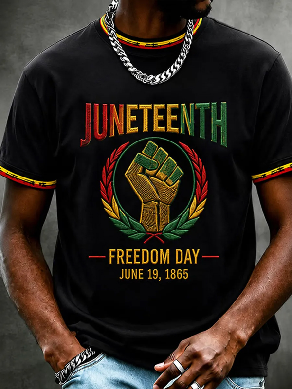 Men's Juneteenth Freedom Day Fist Art Print T-Shirt