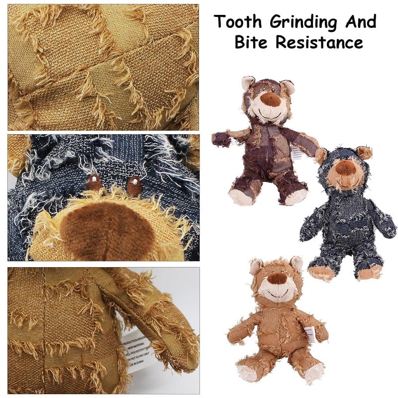 Indestructible Robust Teddy Bear Dog Toy - Training Interactive Play Dog Toys for Aggressive Chewers