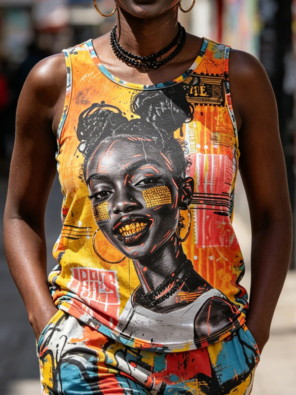 Women's Urban Graffiti African American Portrait Art Print Tank Top