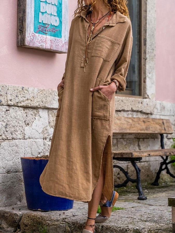 Women's Cotton Loose Shirt Dress