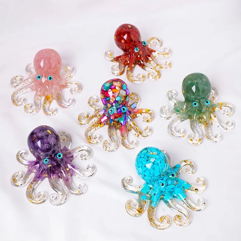 🔥Last 4 hours Sale: Save $15 -🔮🐙Natural Crystal Gravel Octopus Decor