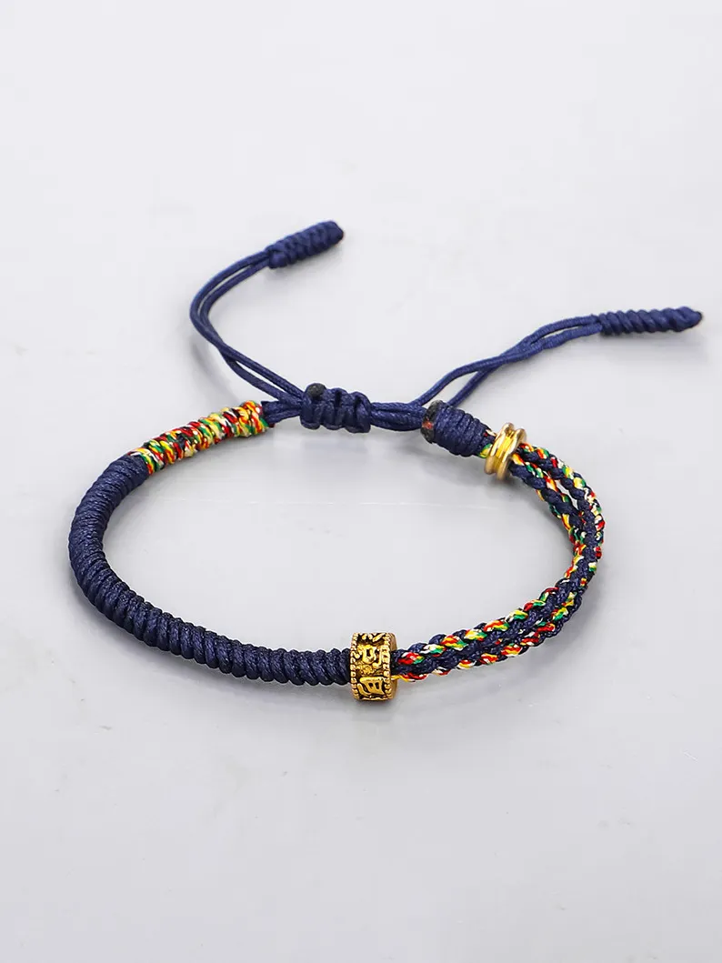 Handmade Om Mani Padme Hum Mantra Copper Beads Red String Bracelet