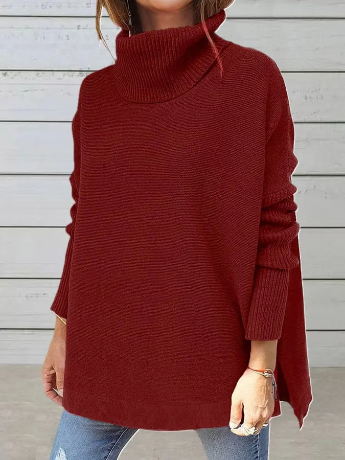 Women's Turtleneck Loose Bat Sleeve Sweater