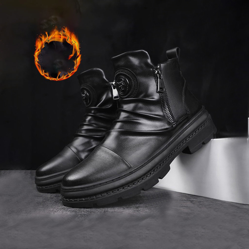 (⏰Limited Time Offer 70%🔥)Men's Comfortable Leather Motorcycle Boots Work Boots Waterproof Anti-Slip Anti-Sprain