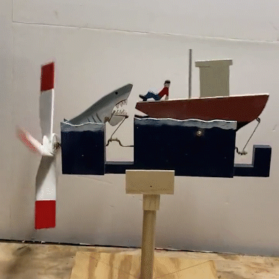JAWS Disaster Whirligig - Funny Garden Decor