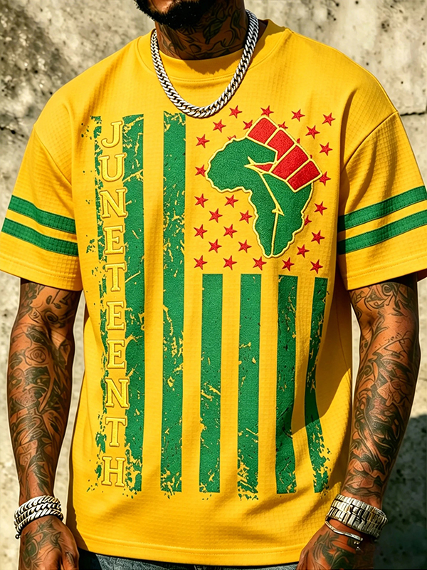 Men's Juneteenth Powerful Fist Art Print T-Shirt