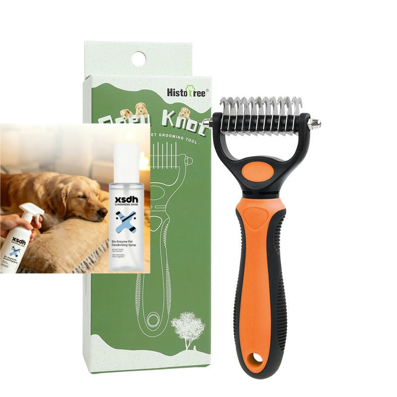 ⏳LAST DAY: Only 9.9￡！🎉 #1 in UK Pet Grooming 2026 🏆Professional Double-Sided Deshedding Brush for Dogs & Cats – Reduces Shedding by 90%💪