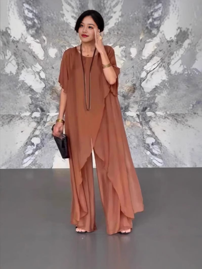 💖Women's irregular top and loose pants set(Top + Pants)