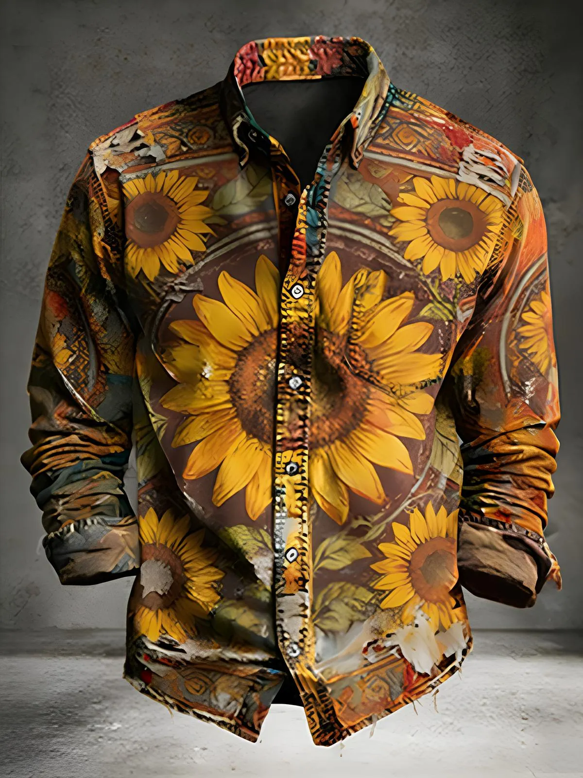 Men's Sunflower All Over Print Long Sleeve Shirt