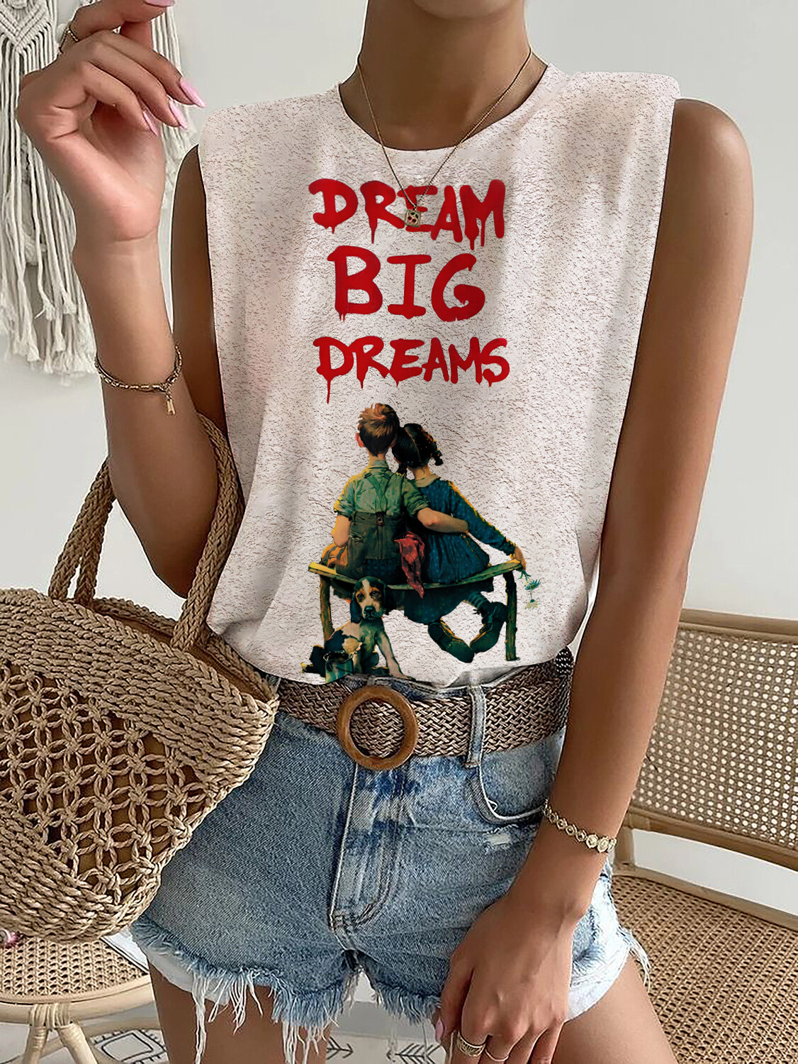 Women's Dream Big Dreams Print Casual Tank Top