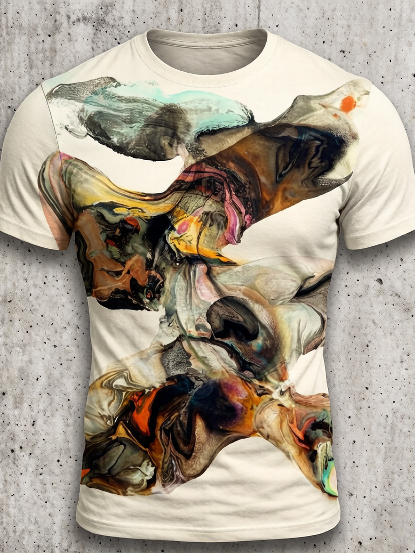 Men's Abstract Marble Art Print T-Shirt