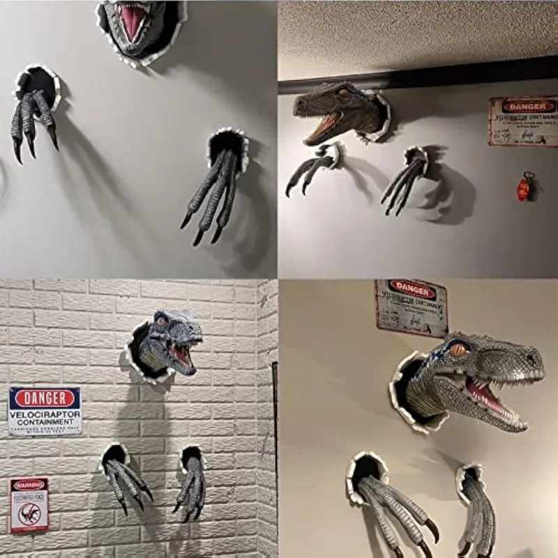 🔥Hot Sale - 🦖3D Wall Mount Dinosaur Bust Sculpture🌟