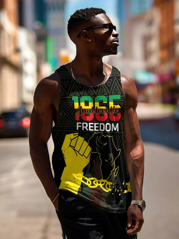 Men's The Juneteeenth African Print Casual Tank Top