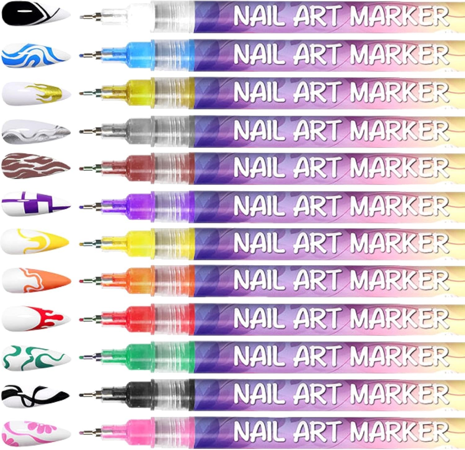 🔥🎨12 Colors Nail Art Pens Set