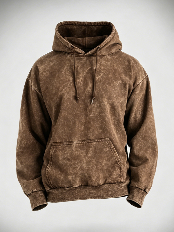 Men's Daily Solid Color Cotton Washed Hoodie
