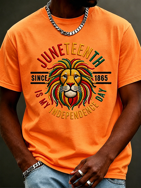 Men's Juneteenth Is My Independence Day Since 1865Print Cotton Casual T-Shirt