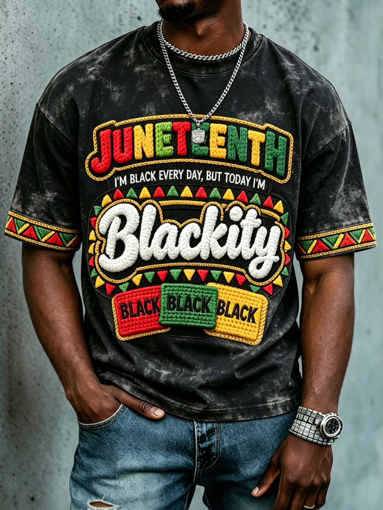 Men's I'm Black Every Day But Today I'm Blackity Juneteenth Print Casual T-Shirt