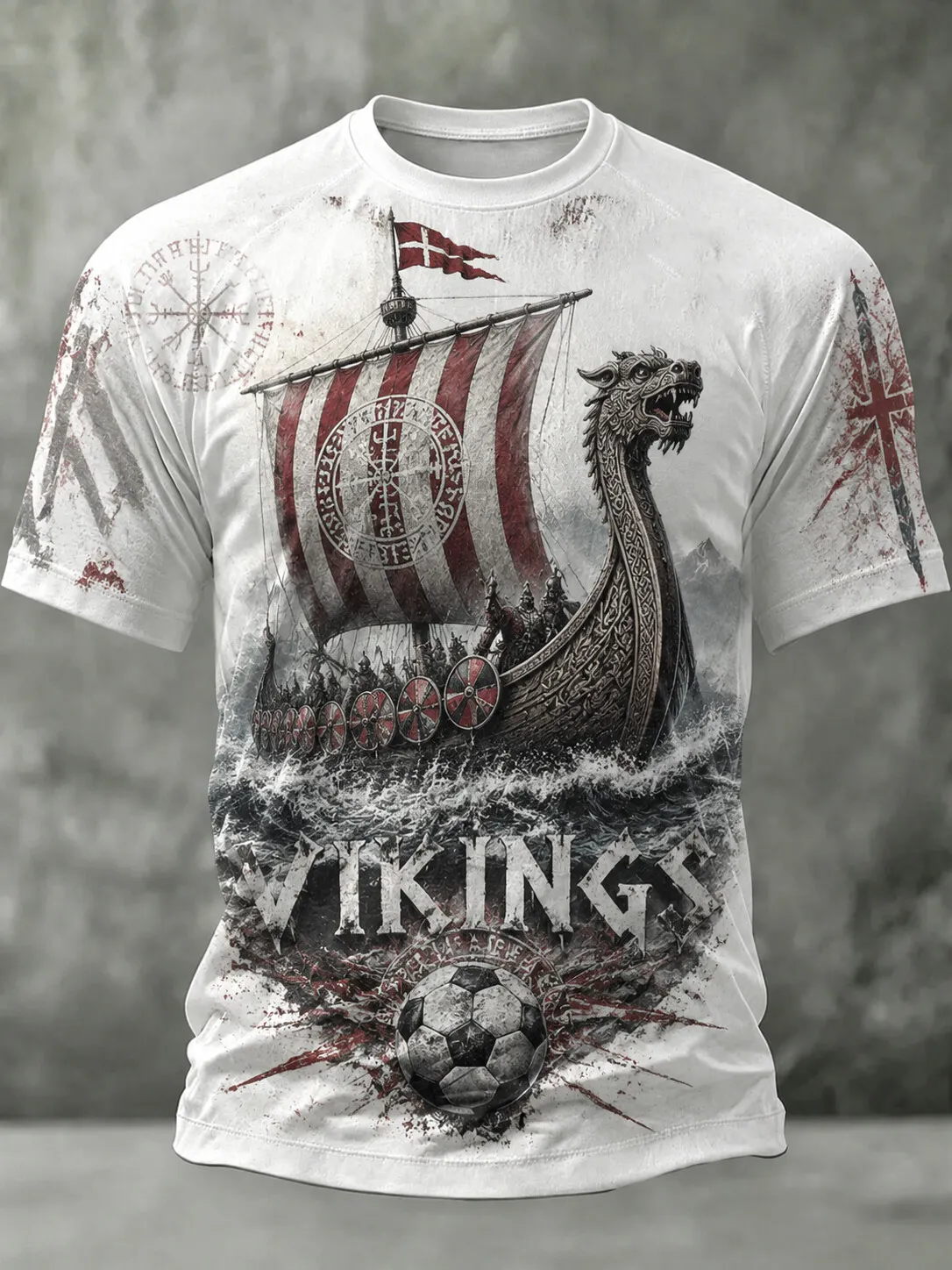 Men's Norway Viking Boat Football Vintage Print T-Shirt