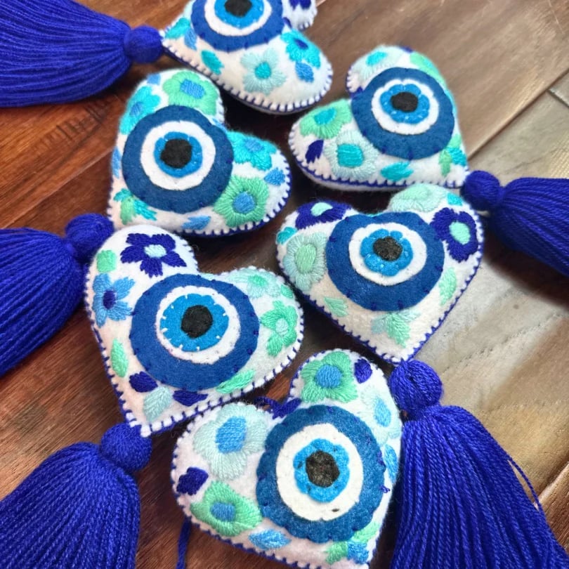 Evil eye heart embroidered tassel🎅Best Christmas Gift