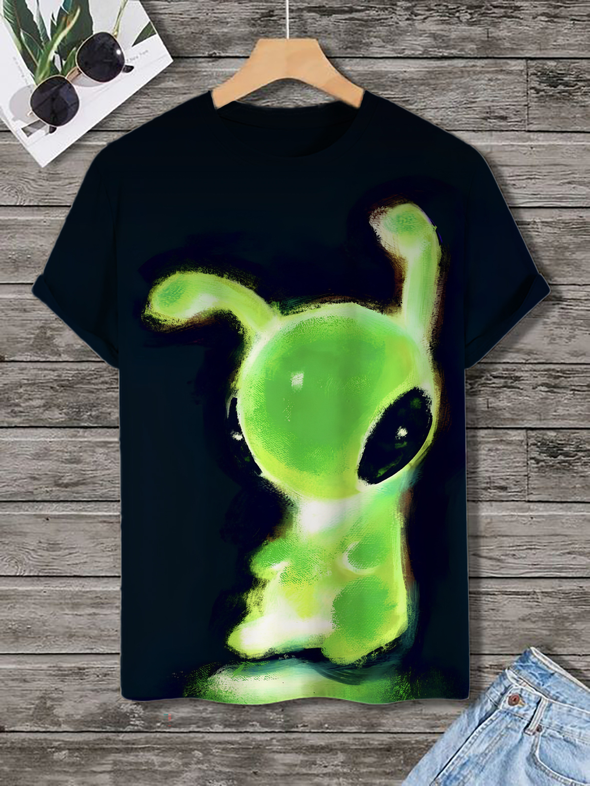 Men's Retro Space Cartoon Alien Graphic Print T-Shirt