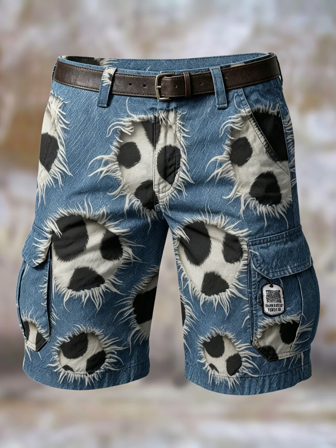 Men's Fun Ripped Leopard Print Cargo Shorts