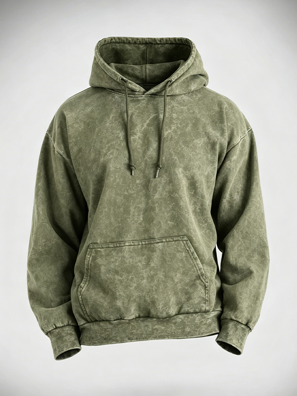 Men's Daily Solid Color Cotton Washed Hoodie