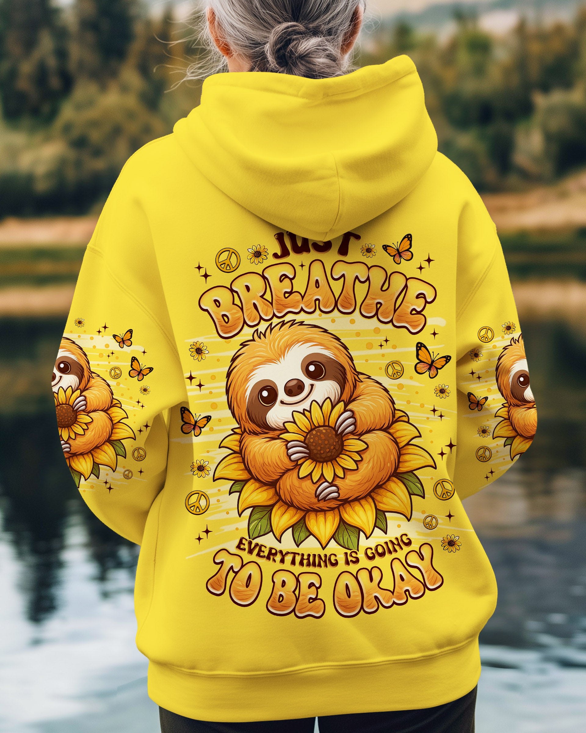 JUST BREATHE SLOTH SUNFLOWER ALL OVER PRINT - TLNZ0809253