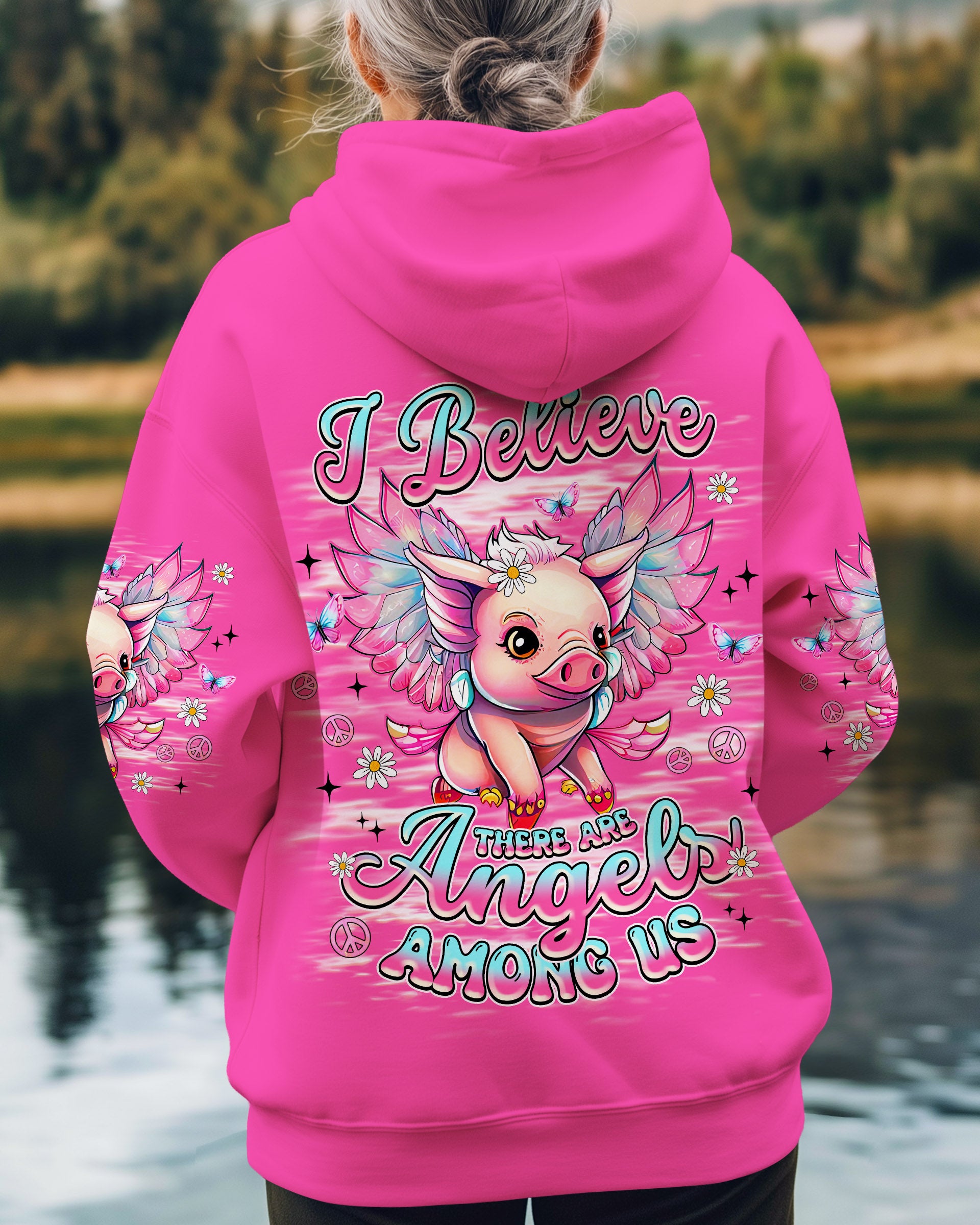 I BELIEVE THERE ARE ANGELS AMONG US PIG WINGS ALL OVER PRINT - TLNZ1309252