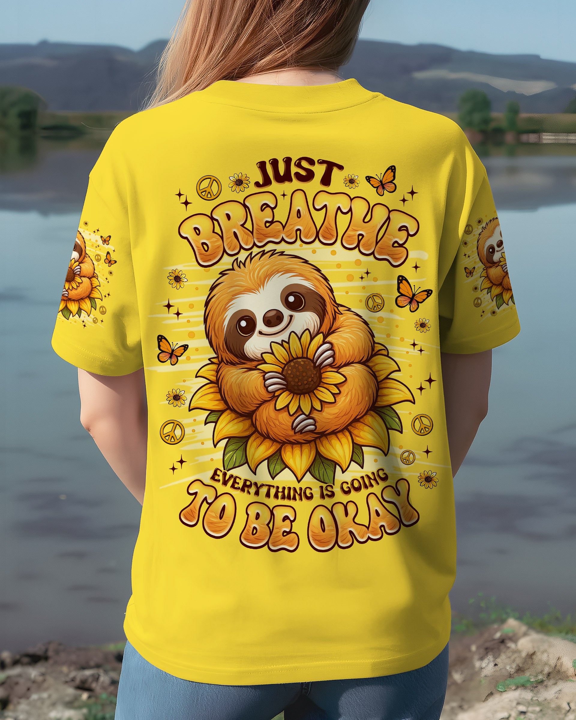 JUST BREATHE SLOTH SUNFLOWER ALL OVER PRINT - TLNZ0809253