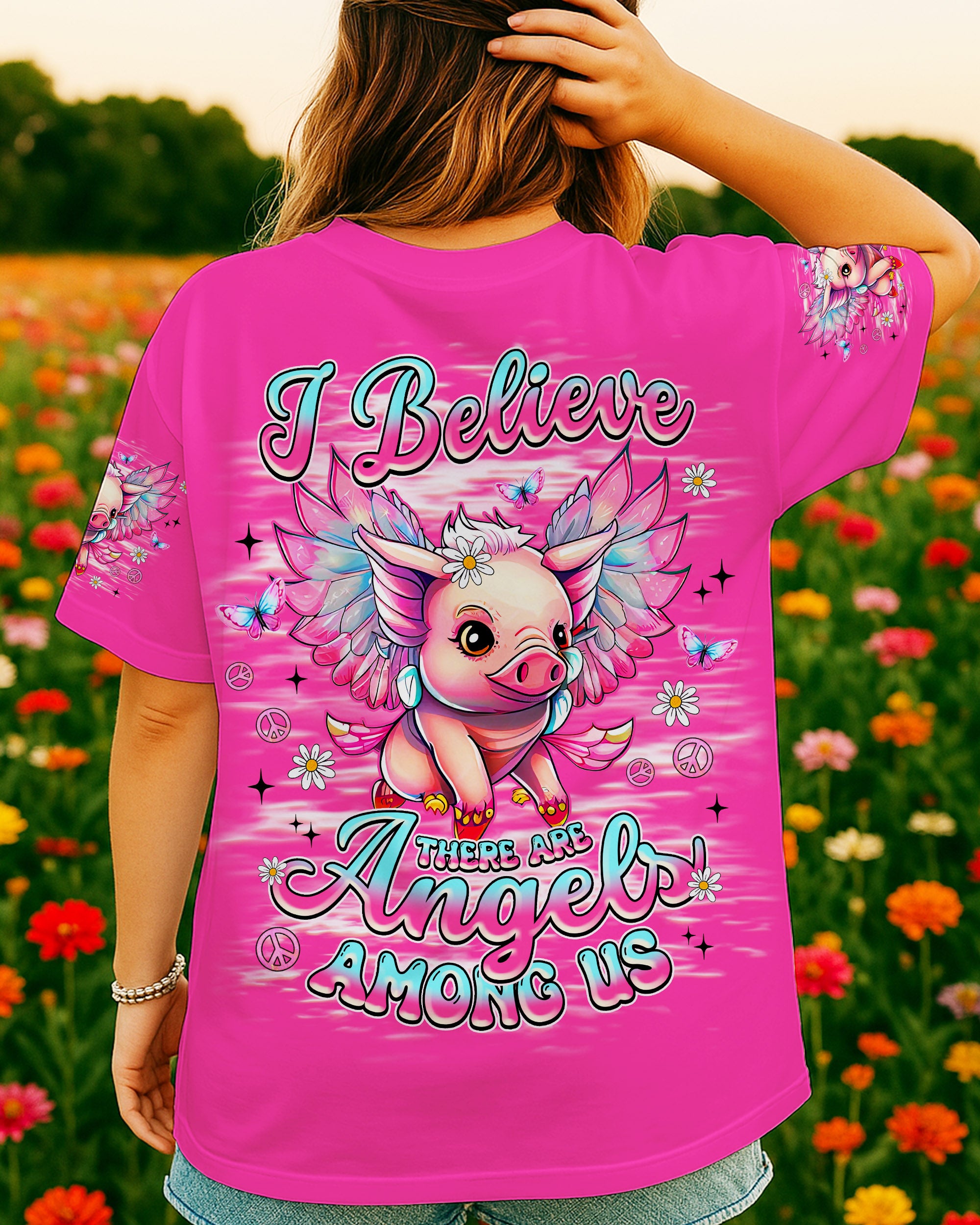 I BELIEVE THERE ARE ANGELS AMONG US PIG WINGS ALL OVER PRINT - TLNZ1309252