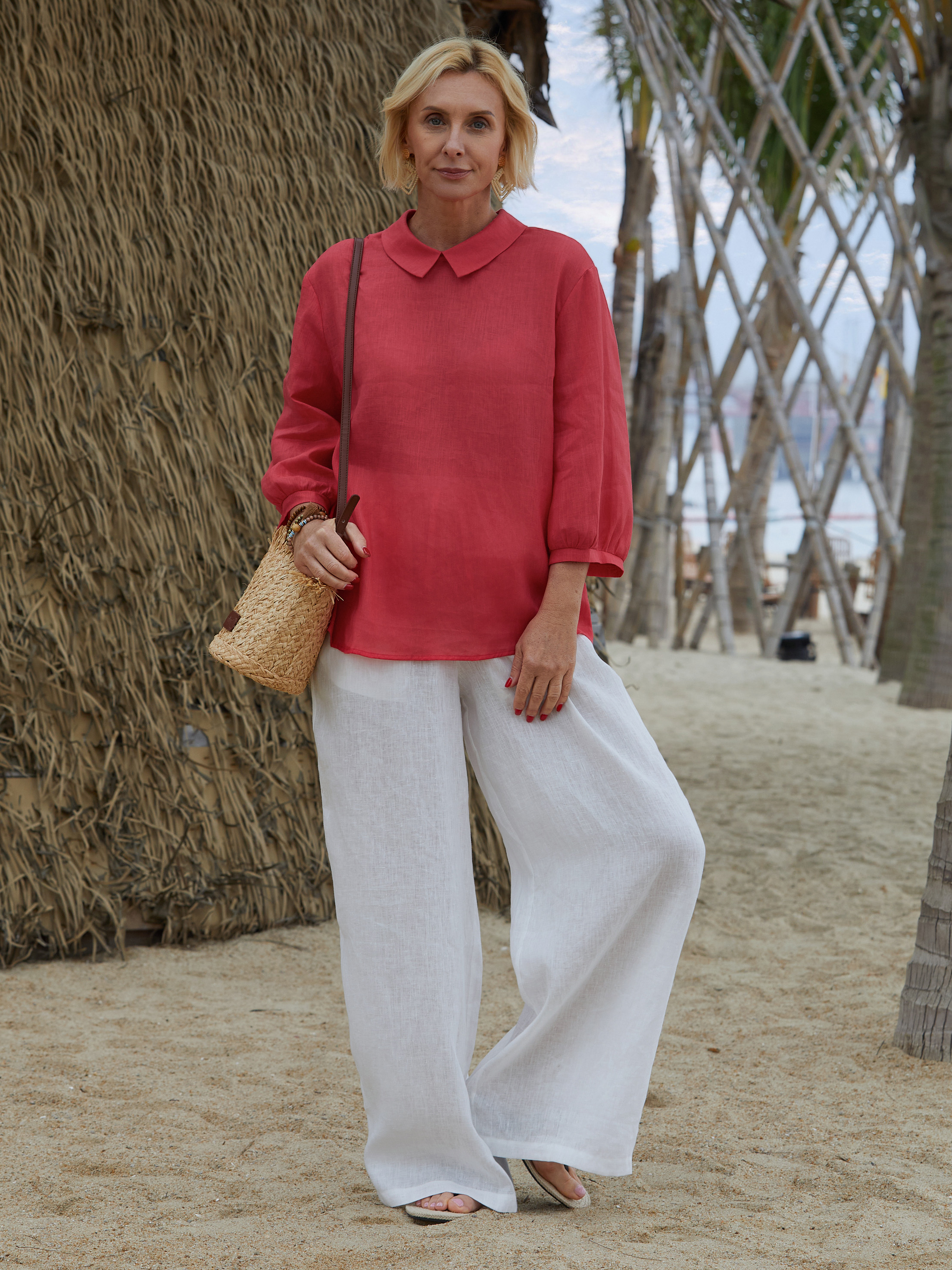Women's  Linen 3/4 Sleeve Shirt