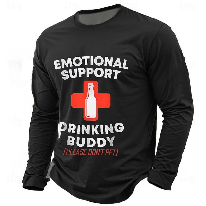 Funny Beer T-shirt, Emotional Support Drinking Buddy Please Don't Pet Tee for Men, Humor Graphic Shirt, Weekend Party Gift Apparel, Sizes S M L XL XXL XXXL #10537632