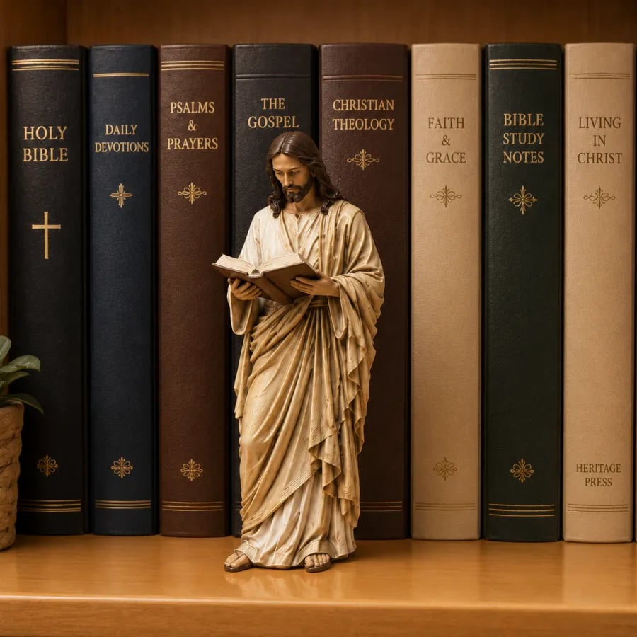 ✝️Jesus Figurine Bookshelf Decor Set🙏Sacred Companions for Your Daily Walk of Faith📚