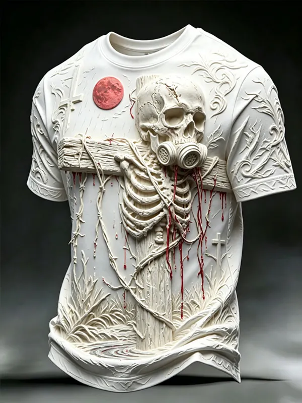 Men's Dark Art Of The Skull Cross Print T-Shirt