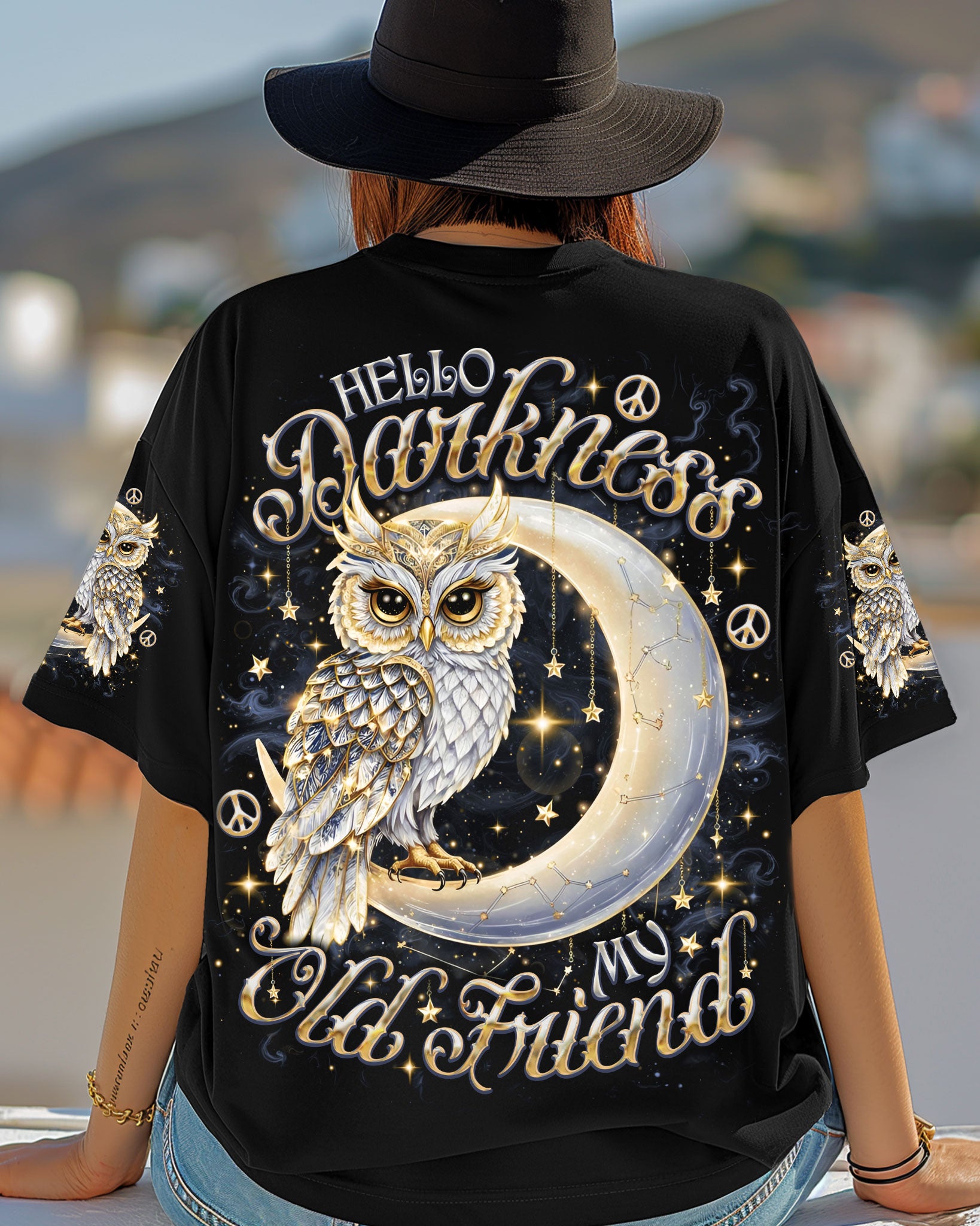 HELLO DARKNESS MY OLD FRIEND OWL MOON ALL OVER PRINT - TLNO0907252