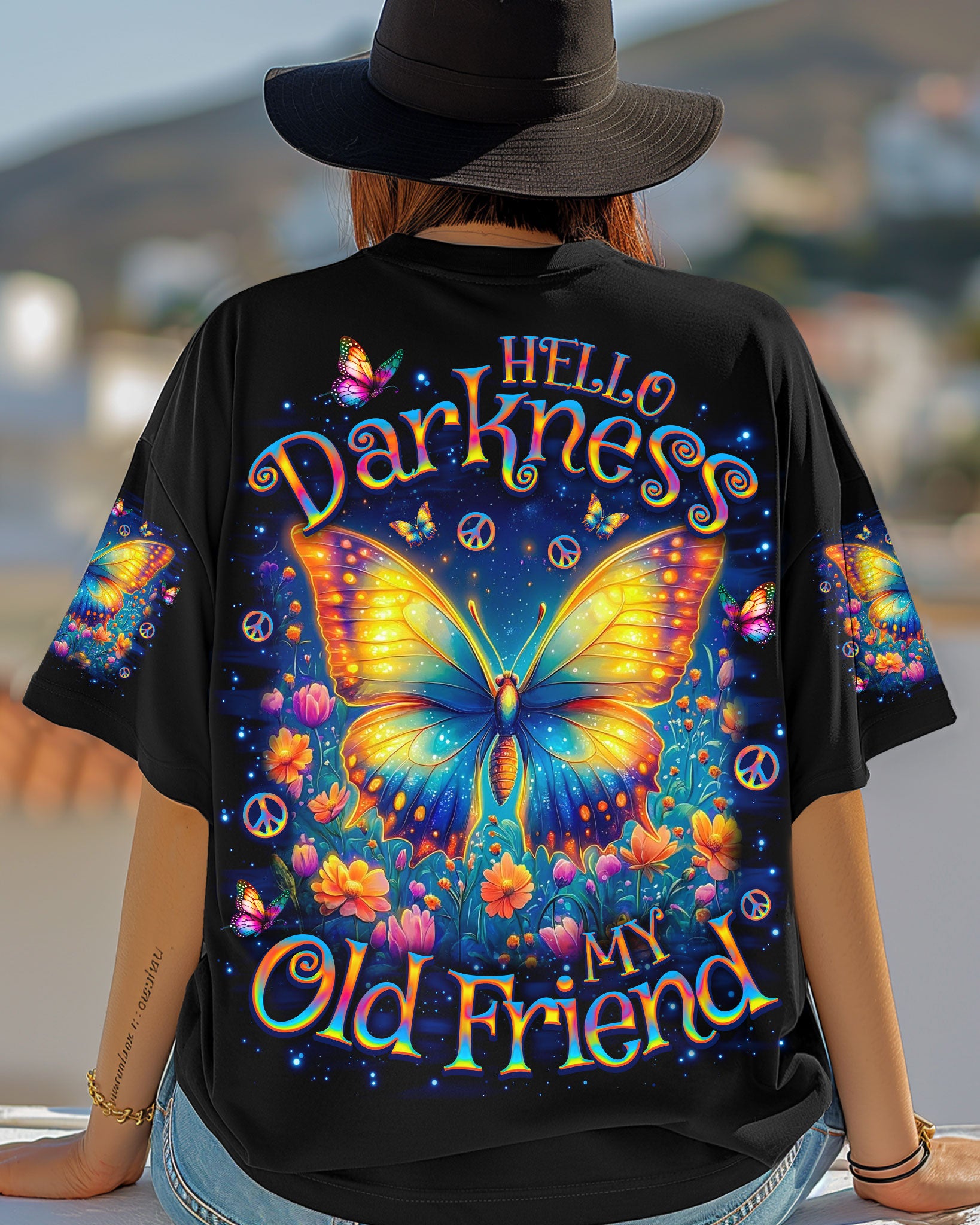 HELLO DARKNESS MY OLD FRIEND BUTTERFLY ALL OVER PRINT - TLNO2909254