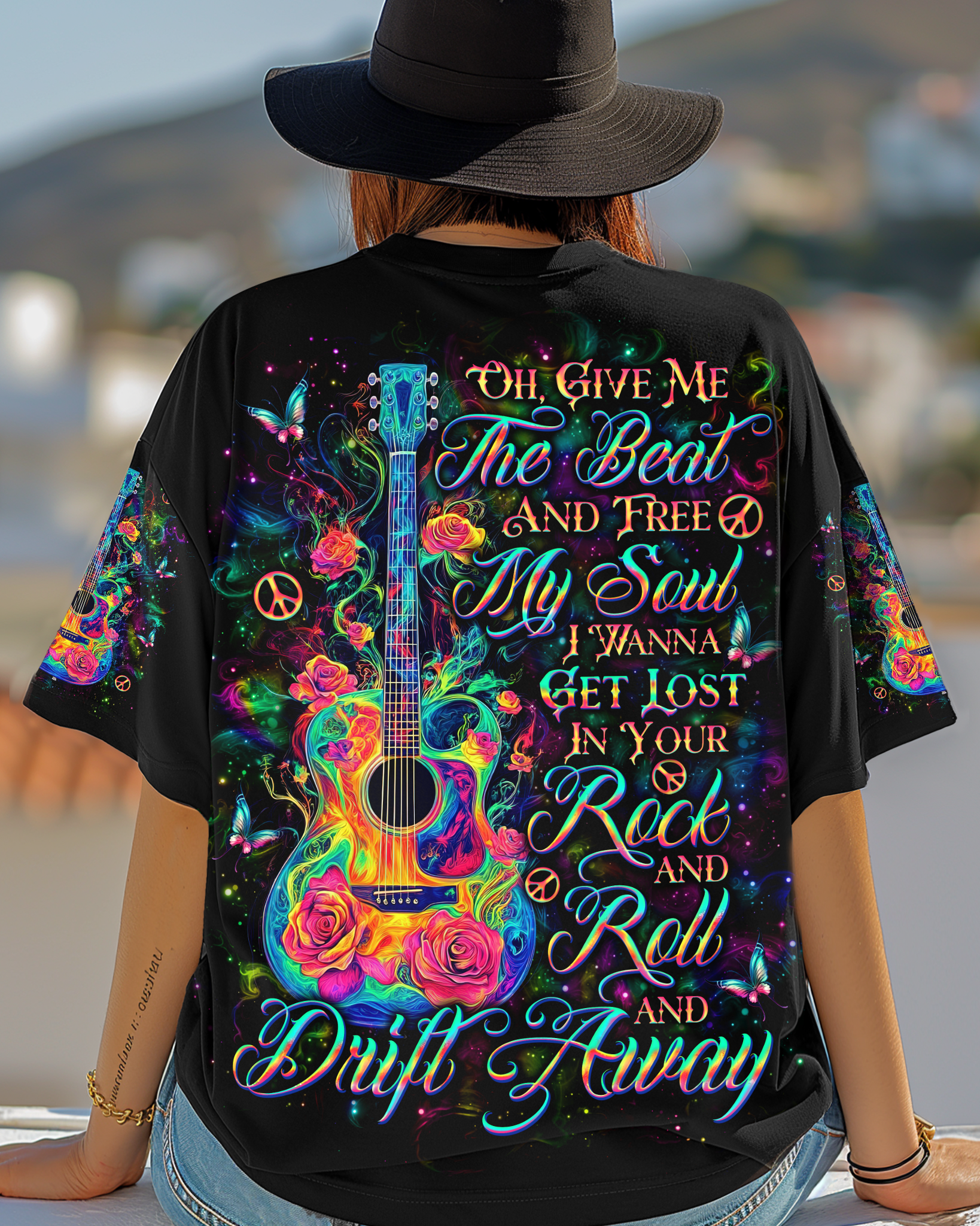 GIVE ME THE BEAT GUITAR ROSE ALL OVER PRINT - TLNO0104251
